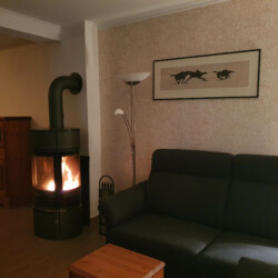 Brennender Ofen im Wohnzimmer